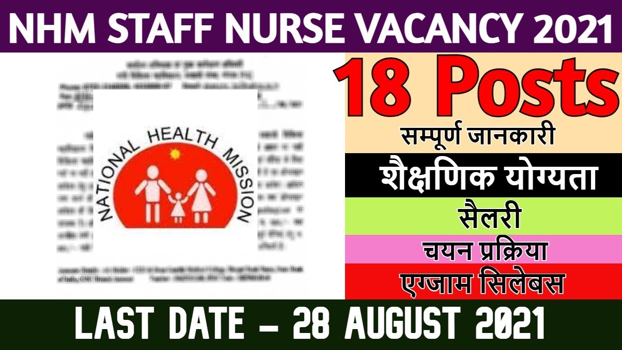 MH STAFF NURSE VACANCY 2021 - NHM MH STAFF NURSE JOBS NOTIFICATION