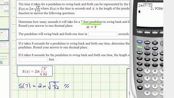 Ex:  Radical Function Outputs and Inputs Application - Pendulum