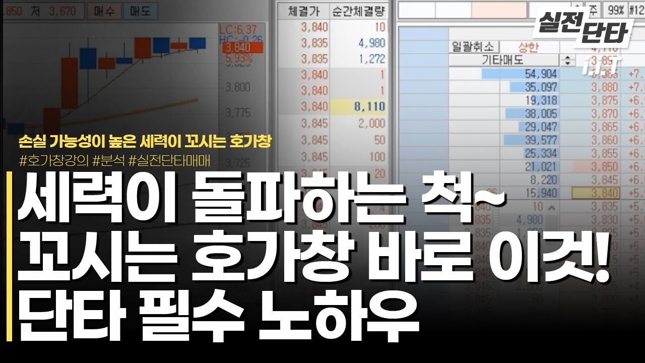 뇌동매매 시 많이 속는 세력 속임수, 호가창분석 돌파 실패 (주식다마고치 단타 강의)
