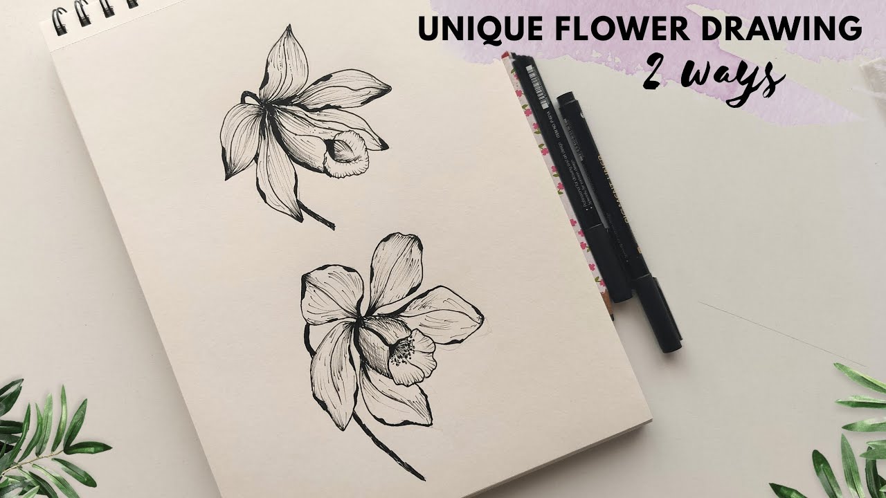 How to draw flowers. Easy flower drawing for beginners. Step by step tutorial.