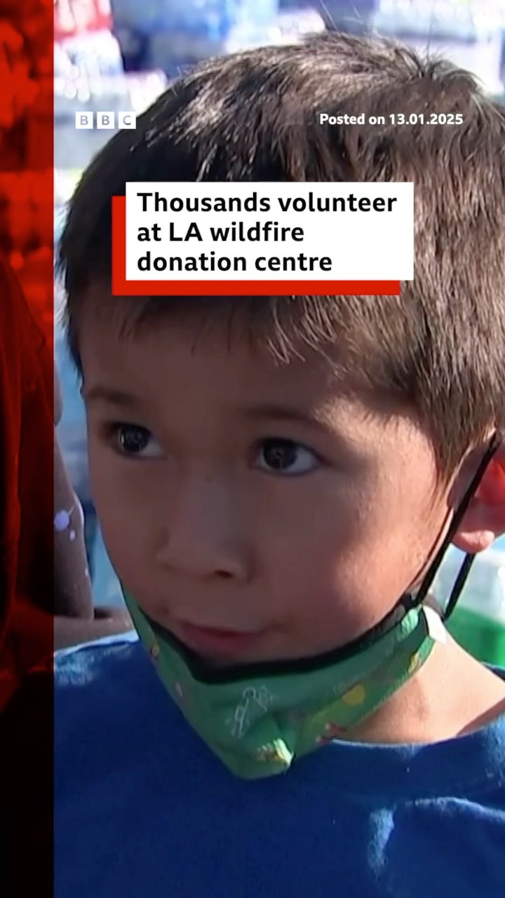 Thousands volunteer at LA wildfire donation centre. #LA #California #BBCNews