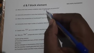 Important questions & answers on d & f block elements,SET:01,Mr.Pappu Bhowmick