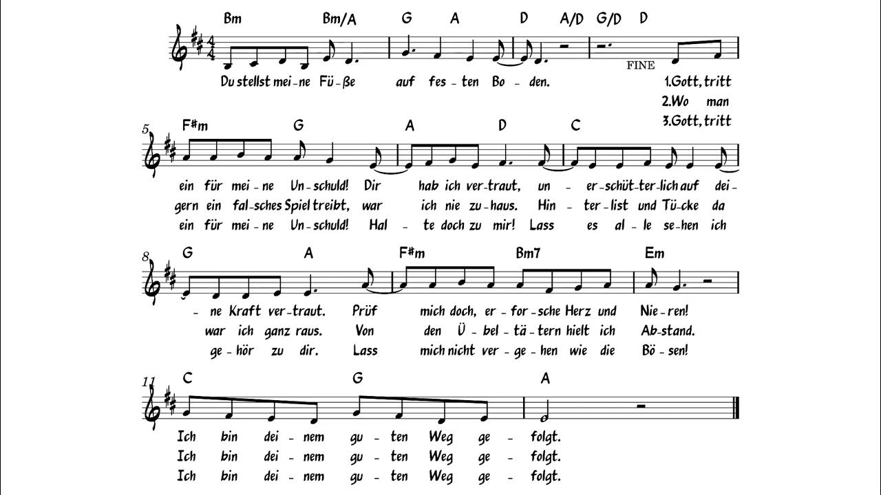 Du Stellst Meine Füße Auf Weiten Raum Lied Noten Psalm 26 Du stellst meine Füße auf festen Boden (Klavier) - YouTube