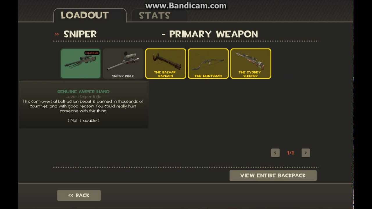 best sniper rifle in TF2(GENUINE AWPER HAND) - YouTube