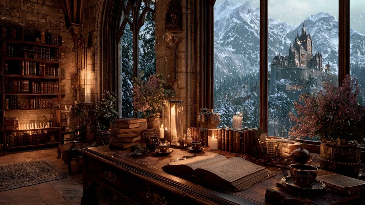 Warm Winter Night with Fireplace and Heavy Snow Outside | 3 Hours Cozy Ambience for Deep Sleep