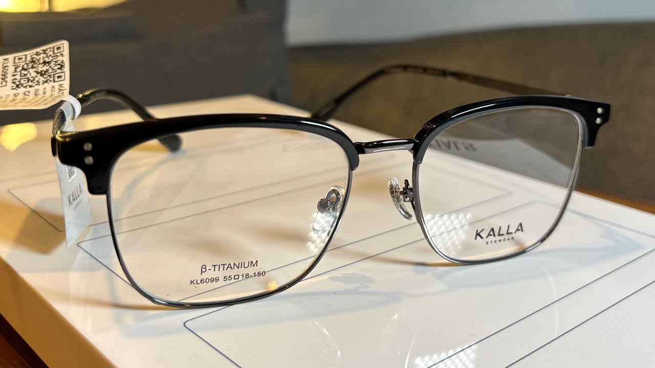 [ Ngầu ] Kalla Clubmasters Black&Grey | Square | – Chất liệu B-Titanium siêu nhẹ