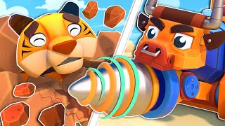 BULL BULLDOZER and POLICE CAR TIGER save the race! | Stop the Bandits