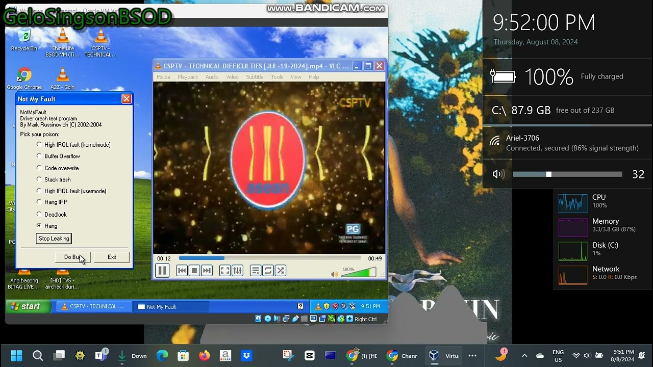 CSPTV Technical Difficulties has HFTD BSOD VM (Windows XP)
