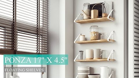 Wallniture Ponza Wall Shelves, Wood Floating Shelf With White Brackets, Natural Burned