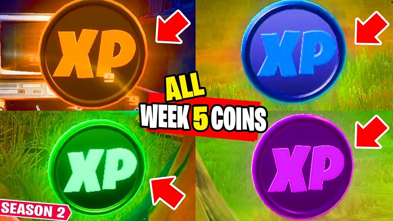 ALL XP COINS LOCATIONS FORTNITE WEEK 5 SEASON 2 CHAPTER 2 ...