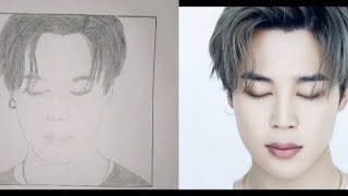 How to draw Jimin using grid lines | Easy Jimin drawing step by step