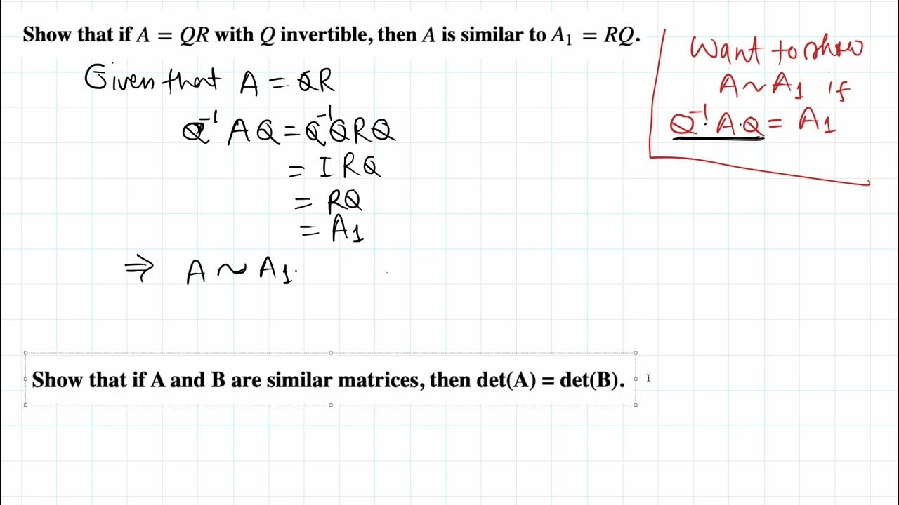 Linear Algebra: short proofs regarding similarity of two matrices - YouTube