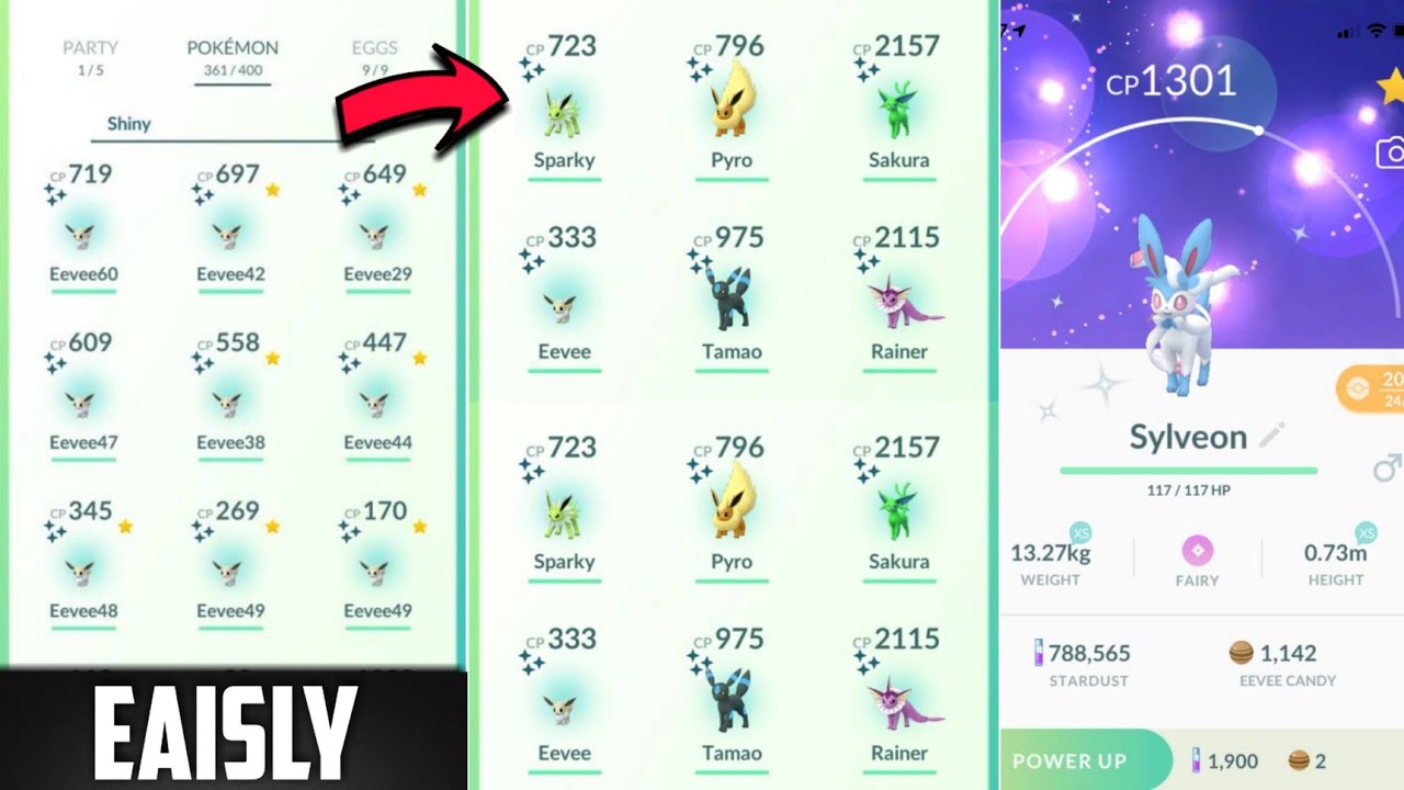 Pokemon Go player shares clever Eevee name trick for guaranteed shinies -  Charlie INTEL