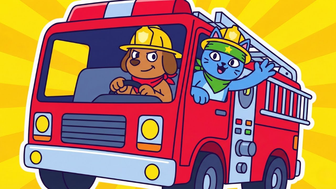 Fire Truck Song 🚒 Wheels on the Bus | Tinker & Toot Nursery Rhymes