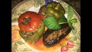 Badimjan Dolmasi &quot;Uch Baji&quot; (Azerbaijani style Stuffed Vegetables)