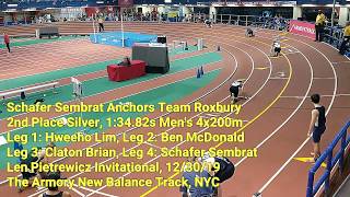 Schafer Sembrat Anchors Team Roxbury, 2nd Place Silver, 1:34.82s Men&#39;s 4x200m, The Armory, NYC