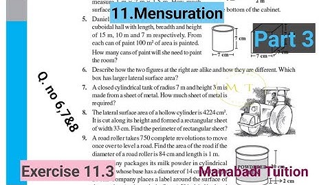 8th class maths| Chapter 11|Mensuration|💁‍♀️ Exercise 11.3 |Q no 6,7&8| part 3|CBSE|NCERT|