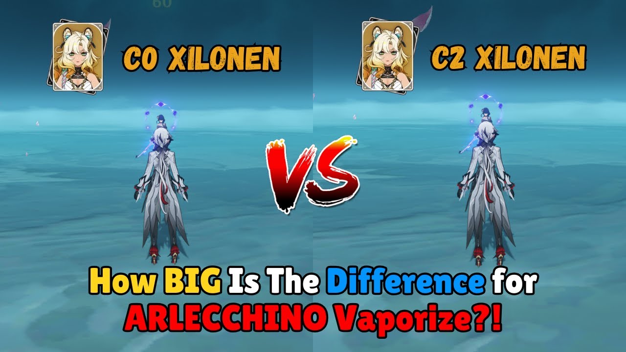 C0 VS C2 Xilonen For Arlecchino Vaporize!! Damage Comparison!! | Genshin Impact