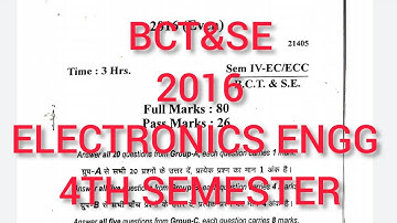 BCT&SE||PREVIOUS YEAR QUESTIONS (2016)||ELECTRONICS ENGINEERING ||4th Semester ||SBTE BIHAR