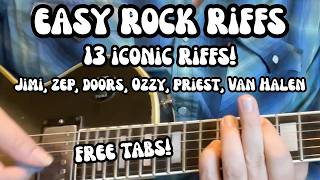EASY ROCK RIFFS Guitar Lesson w/ FREE TAB Ozzy, Priest, Van Halen