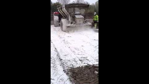 Lime Stabilisation Contractor Spreading Lime Onsite | T R Stabilisation