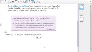 106  2.5a Finding the LCM of a set of numbers