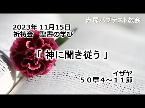 「神に聞き従う」イザヤ50章4～11節　2023/11/15 WED.　赤塚教会祈祷会　聖書の学び