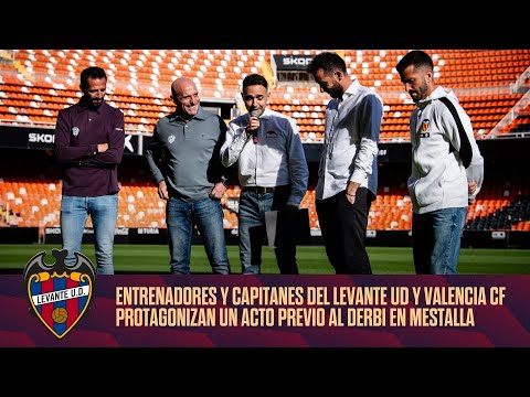 Entrenadores y capitanes del Levante UD y Valencia CF protagonizan un acto previo al derbi