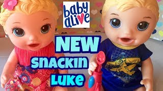 New 2017 Baby Alive Boy Snacking Luke Unboxing And Feeding