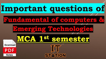 Fundamentals of computers and emerging Technologies MCA 1st sem important questions