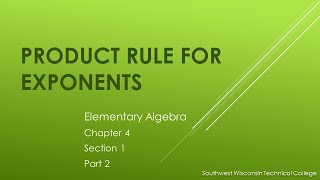 *Product Rule for Exponents – Elementary Algebra