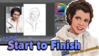 Full length real time painting process: Leia Organa (No commentary)