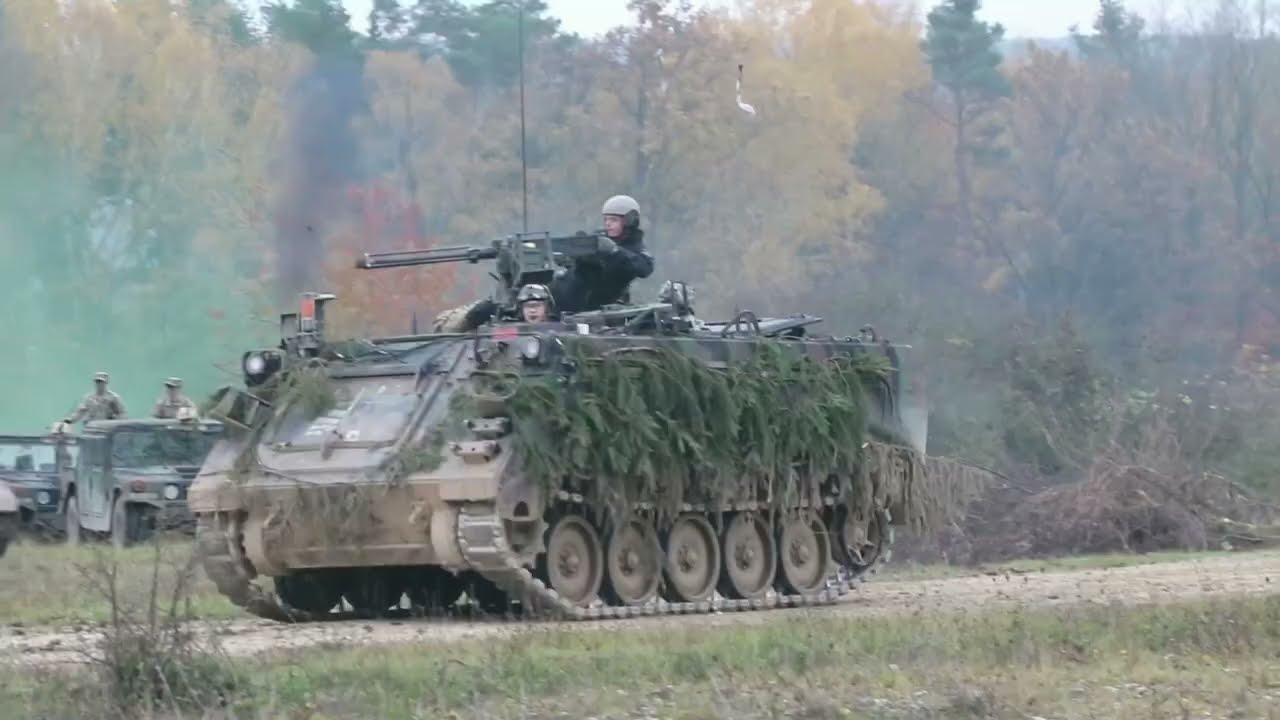 U.S. Army engage against opposition forces in a simulated shootout in the city of Haasla