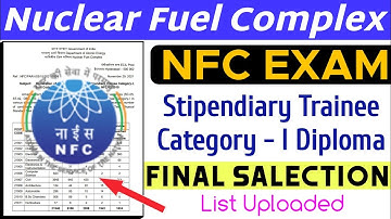 nfc final resul declared | nfc stipendiary trainee category 1 final result out #nfc #nuclearfuelcomp