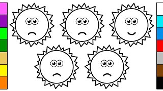 Coloring Page and Drawing with Colorful Sun for Kids Coloring Page and Drawing with Colorful Sun for Kids