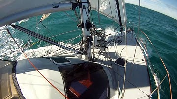 single-handed sailing S of Strait of Magellan, wind Force 7-8. with self-rescue tether design 4 sea