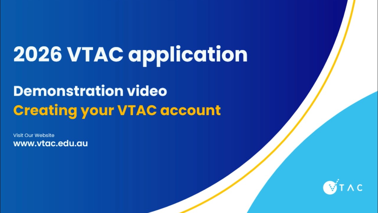 Vtac Management 2026 VTAC application demonstration: Creating your VTAC account - YouTube