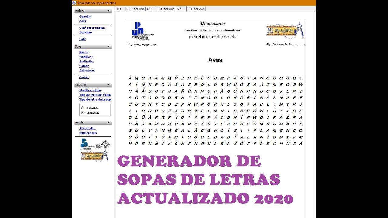 Generador de sopas de letras 2020 actualizado - YouTube