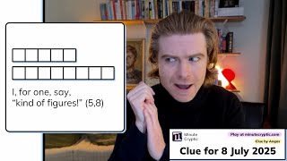 Minute Cryptic Clue 378: I, for one, say, "kind of figures!" (5, 8)
