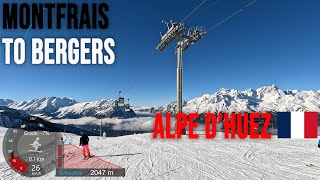 [4K] Skiing Alpe d'Huez, Montfrais to Bergers - Crisscrossing Resort, France, GoPro HERO11