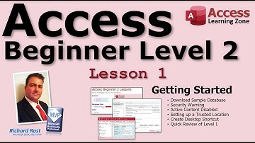 Microsoft Access Beginner 2, Lesson 01: Getting Started. Security Warning. Trusted Location. Review.
