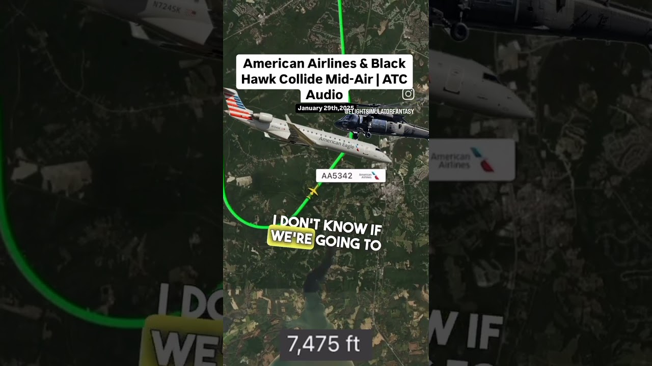 A FLIGHT SIMULATOR OF THE #BLACKHAWK #AMERICANAIRLINES PLANE CRASH 😲🤦🏽‍♂️