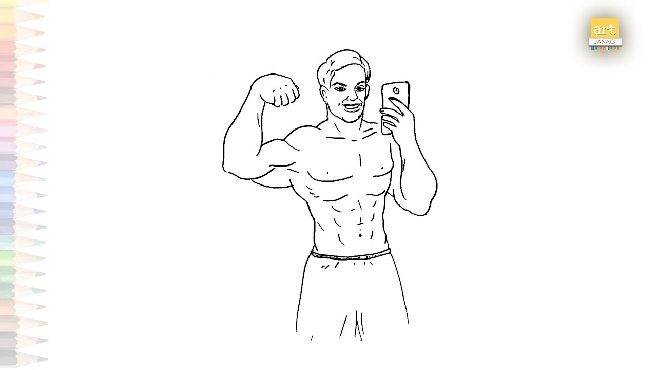 Young Bodybuilder drawings | Outline drawings | How to draw ...