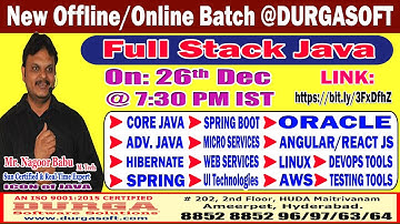 Full Stack Java Offline/Online Training @ DURGASOFT