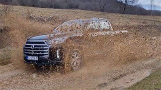 SsangYong MUSSO Grand [2.2 e-XDI, 202 HP] POV OFF-ROAD test drive CARiNIK Dynamic mud action