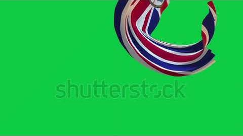 British armed forces flag ribbon transitions loop green screen 4k