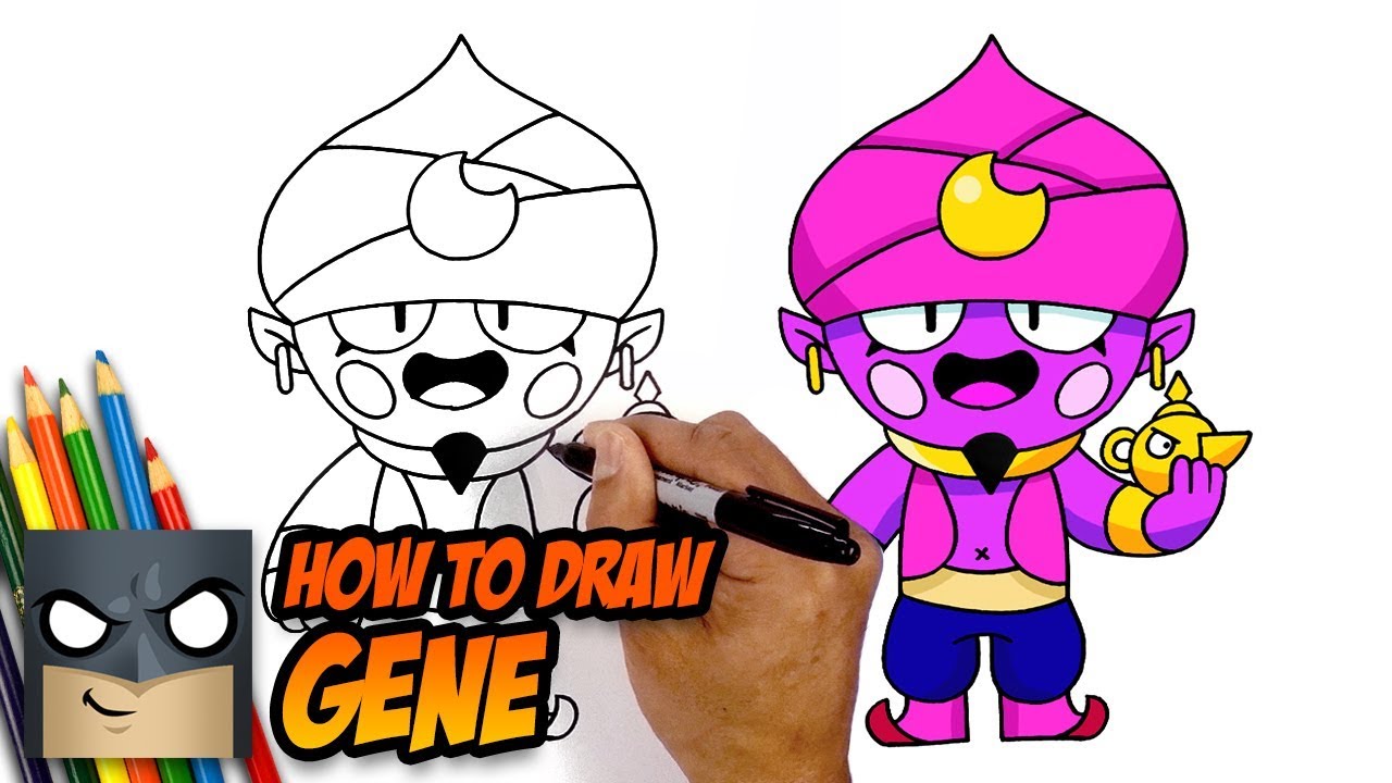 How To Draw Brawl Stars Gene Step By Step Tutorial Youtube - brawl stars kleurplaat alle knokkers leon