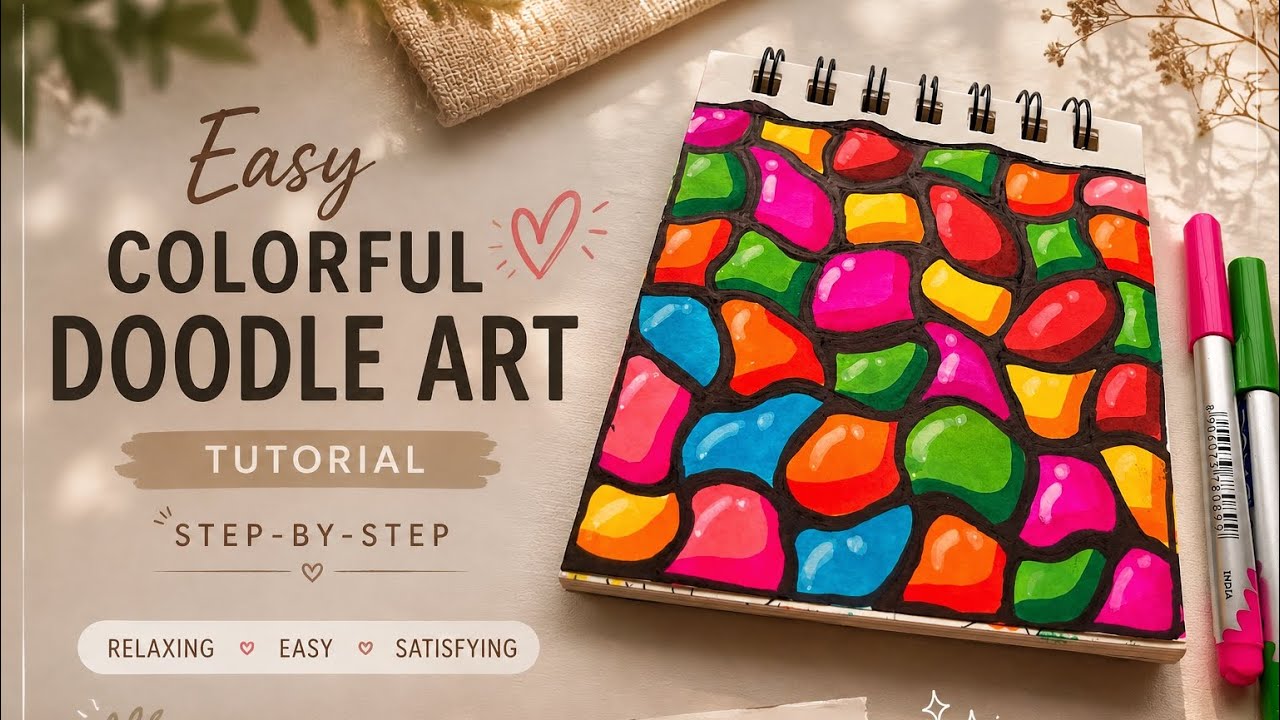 Easy Step-by-Step doodle art tutorial | taniasartdairy #satisfying