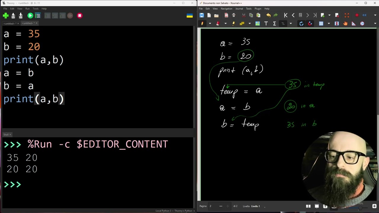 Scambio di variabili e assegnazione multipla in Python