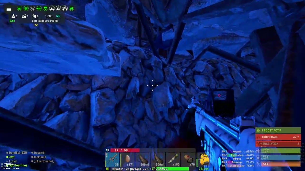 visite du "coeur" du réacteur sur la carte Chernobyl, jeu rust.